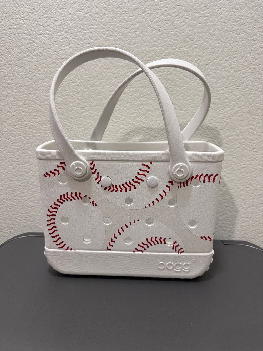 BOGG BAG White Tote with Red Baseball Stitch Accents - Picture 2 of 4